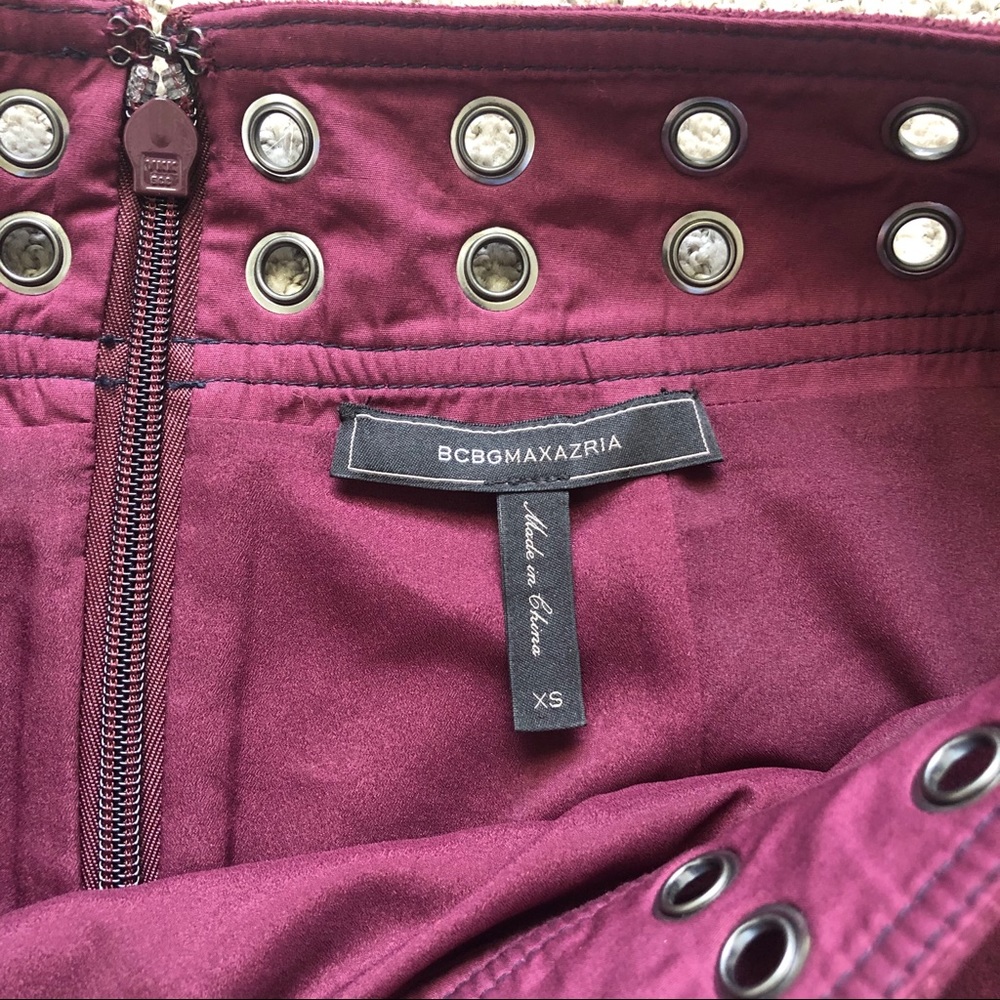 Y2K BCBGMaxazria vegan suede rivet mini skirt xs (A) - Picture 6 of 10